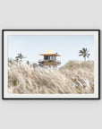 Life Guard Tower - Gold Coast - Art Print - Traditional Frame - Black - Landscape
