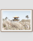 Life Guard Tower - Gold Coast - Art Print - Traditional Frame - Raw Oak - Landscape