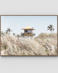 Life Guard Tower - Gold Coast - Art Print - Float Frame Canvas - Raw Oak - Landscape