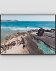 Currumbin Alley Rock Aerial - Gold Coast - Art Print - Float Frame Canvas - Black - Landscape