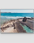 Currumbin Alley Rock Aerial - Gold Coast - Art Print - Float Frame Canvas - White - Landscape