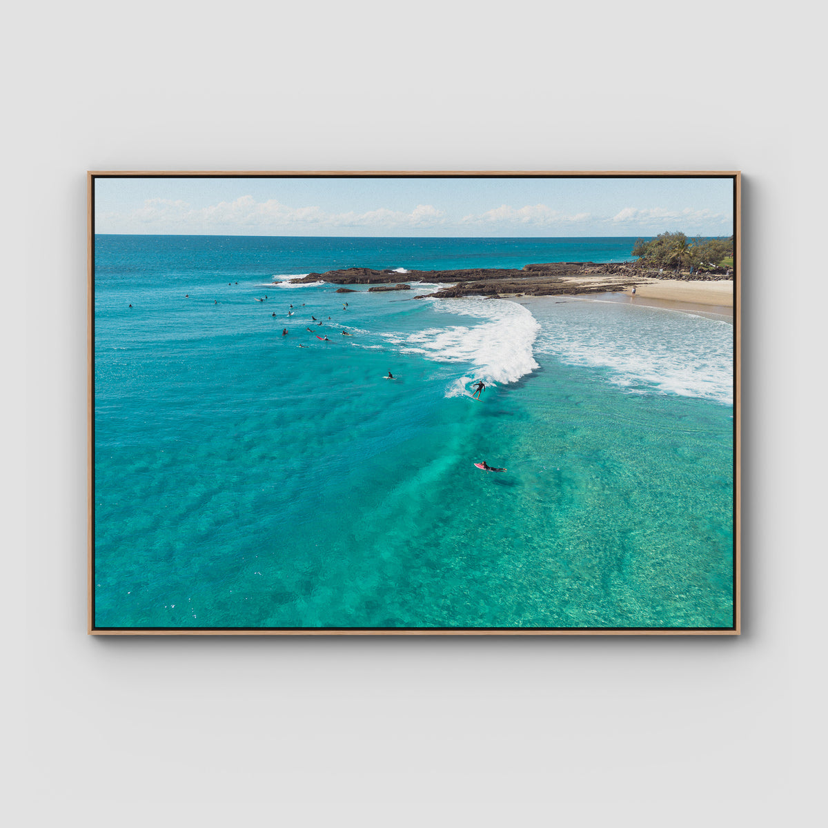 Snapper Fun Days - Gold Coast - Art Print - Float Frame Canvas - Raw Oak - Landscape