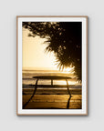 Burleigh Sun & Waves - Gold Coast - Art Print - Traditional Frame - Raw Oak - Portrait