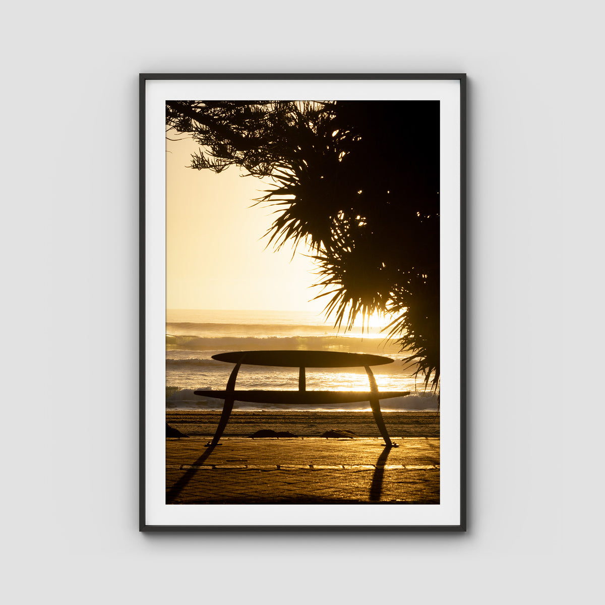 Burleigh Sun &amp; Waves - Gold Coast - Art Print - Traditional Frame - Black - Portrait