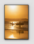 Snapper Rocks Sunset Paddle - Gold Coast - Art Print - Float Frame Canvas - Black - Portrait