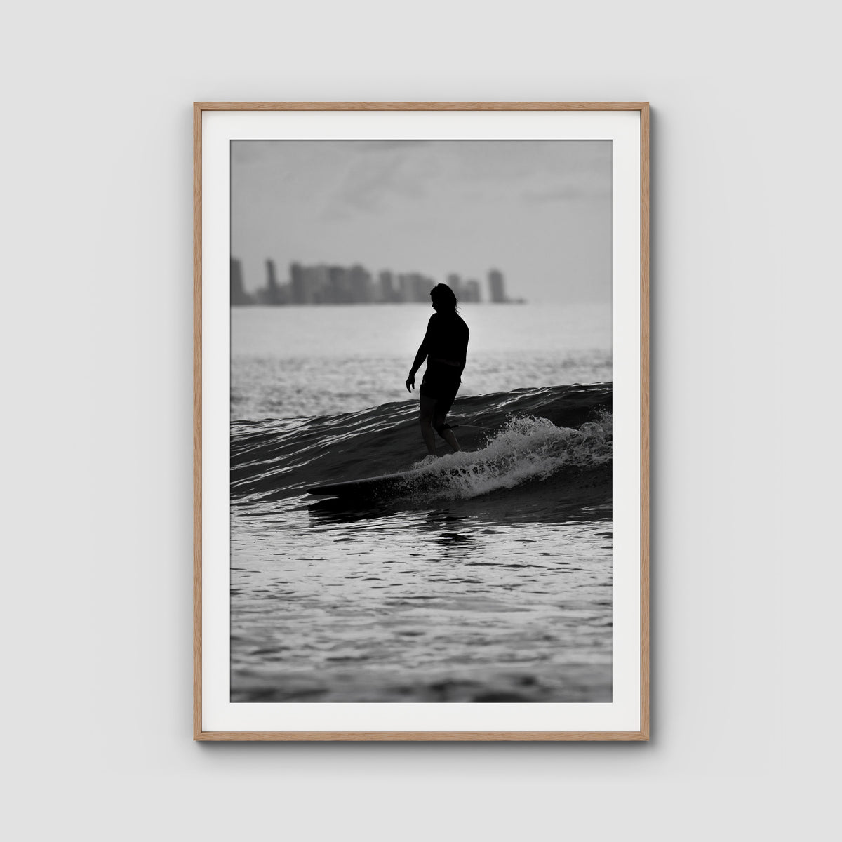 Kirra Mal Days - Gold Coast - Art Print - Traditional Frame - Raw Oak - Portrait