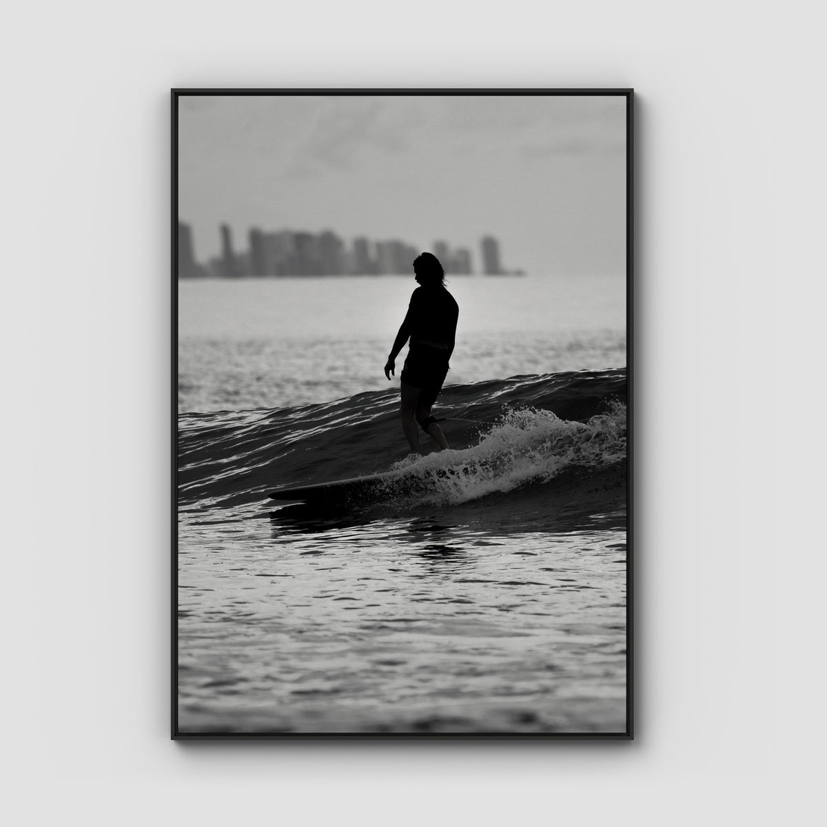 Kirra Mal Days - Gold Coast - Art Print - Float Frame Canvas - Black - Portrait