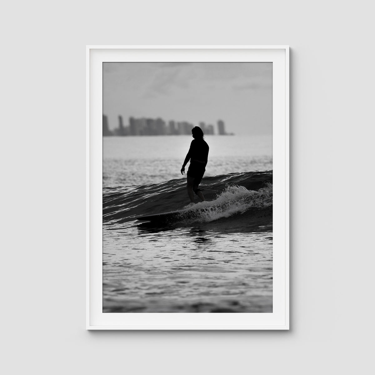 Kirra Mal Days - Gold Coast - Art Print - Traditional Frame - White - Portrait