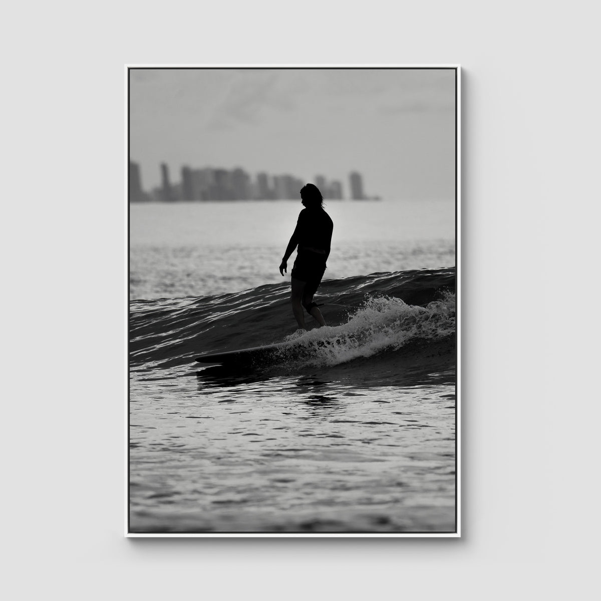 Kirra Mal Days - Gold Coast - Art Print - Float Frame Canvas - White - Portrait