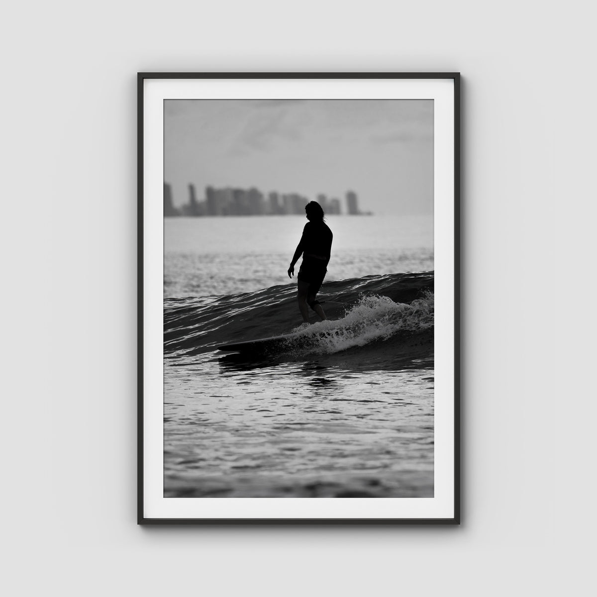 Kirra Mal Days - Gold Coast - Art Print - Traditional Frame - Black - Portrait