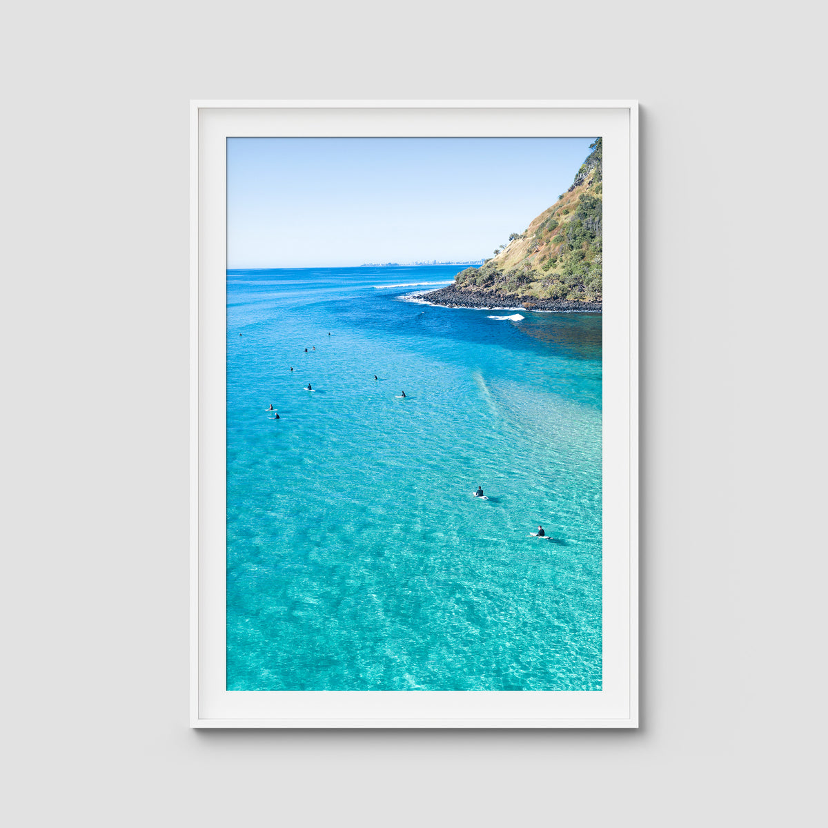 Burleigh Surfers - Gold Coast - Art Print - Traditional Frame - White - Portrait