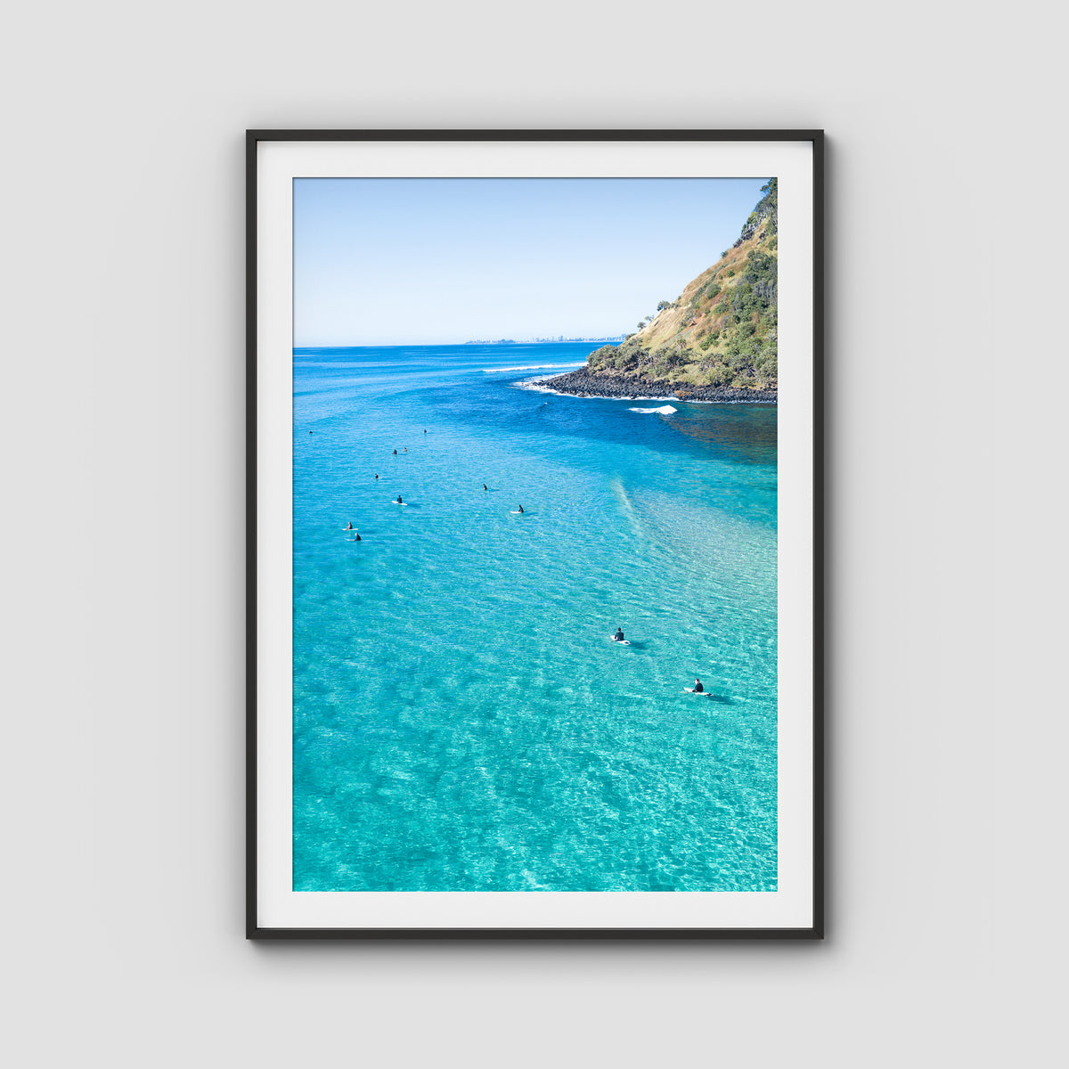 Burleigh Surfers - Gold Coast - Art Print - Traditional Frame - Black - Portrait