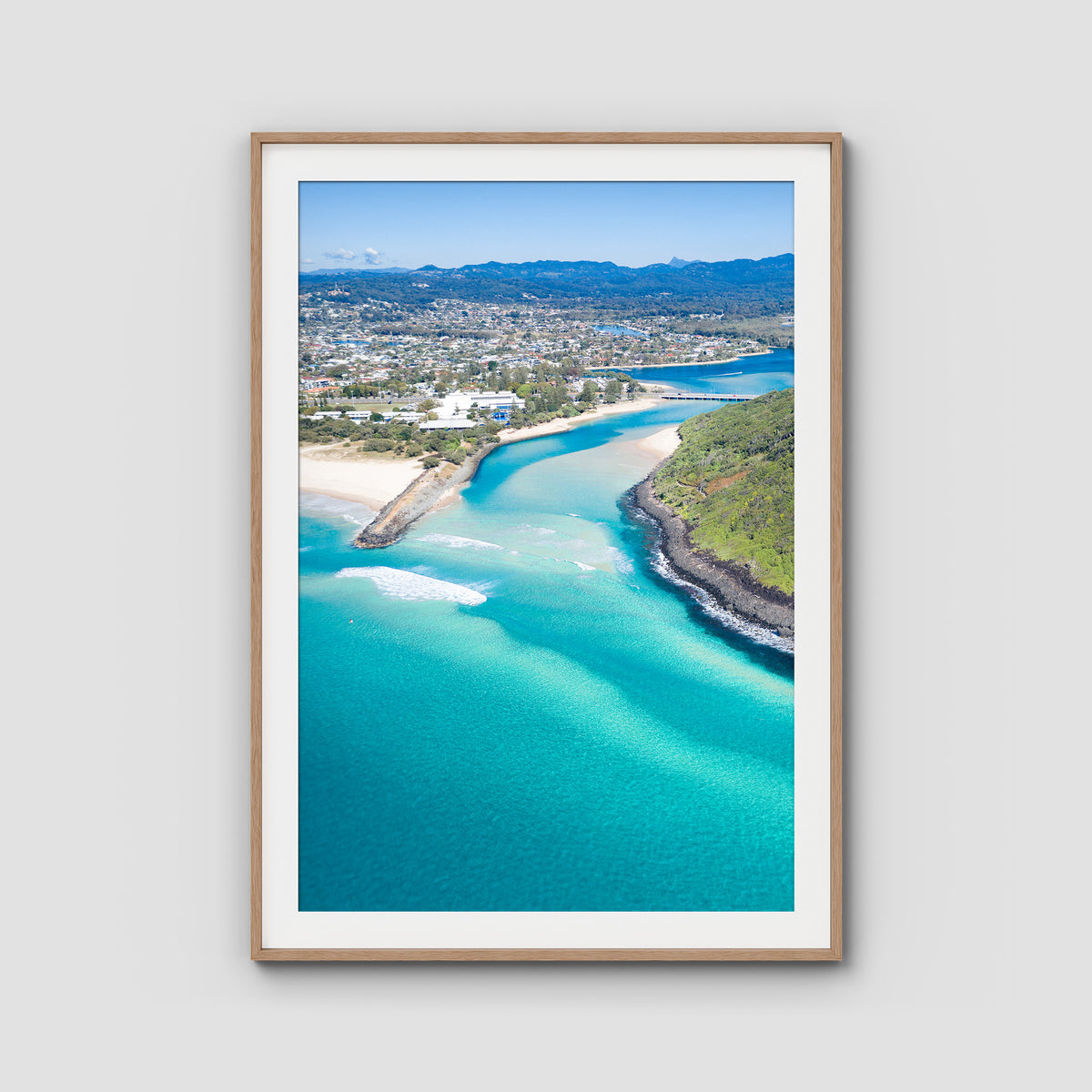 Burleigh Headland Low Tide - Gold Coast - Art Print - Traditional Frame - Raw Oak - Portrait