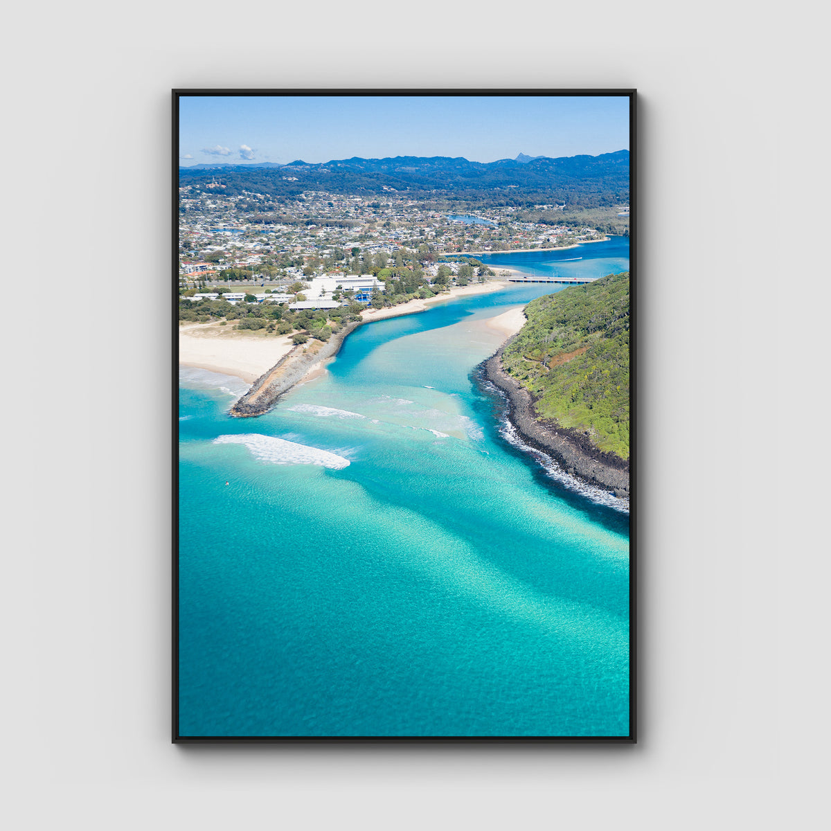 Burleigh Headland Low Tide - Gold Coast - Art Print - Float Frame Canvas - Black - Portrait