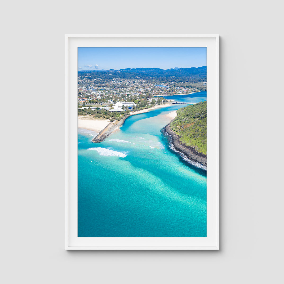 Burleigh Headland Low Tide - Gold Coast - Art Print - Traditional Frame - White - Portrait