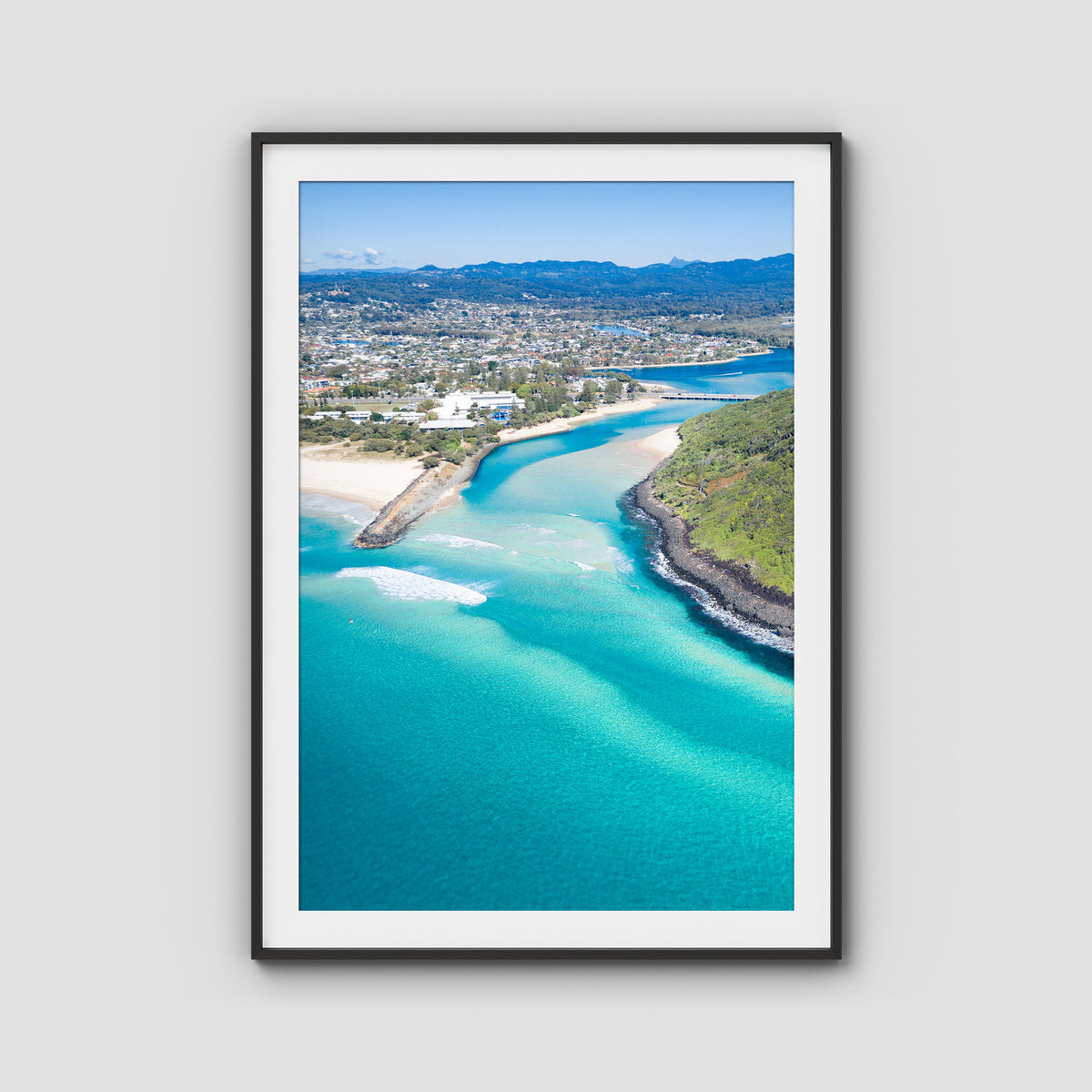 Burleigh Headland Low Tide - Gold Coast - Art Print - Traditional Frame - Black - Portrait