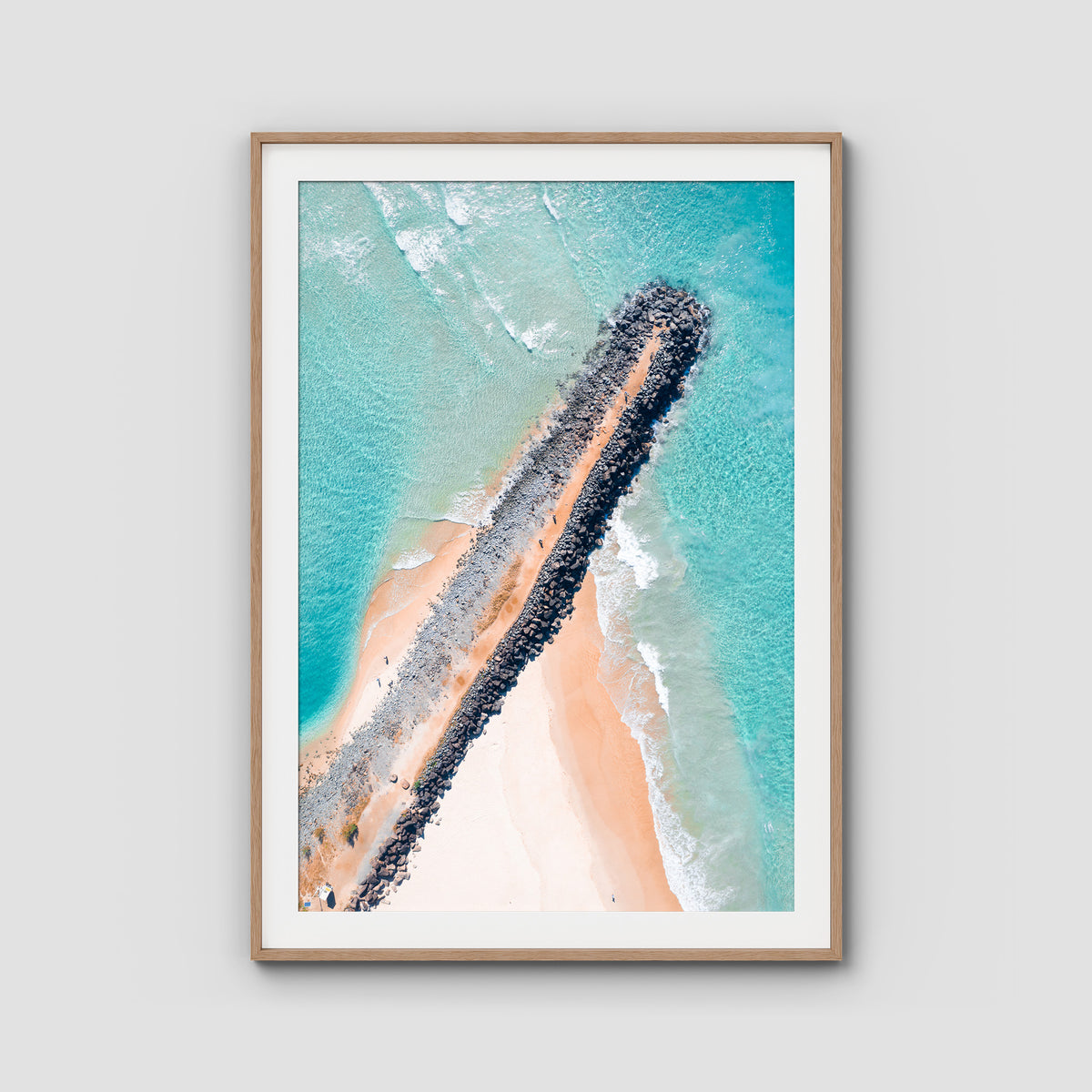 Tally Rock Wall - Gold Coast - Art Print - Traditional Frame - Raw Oak - Portrait