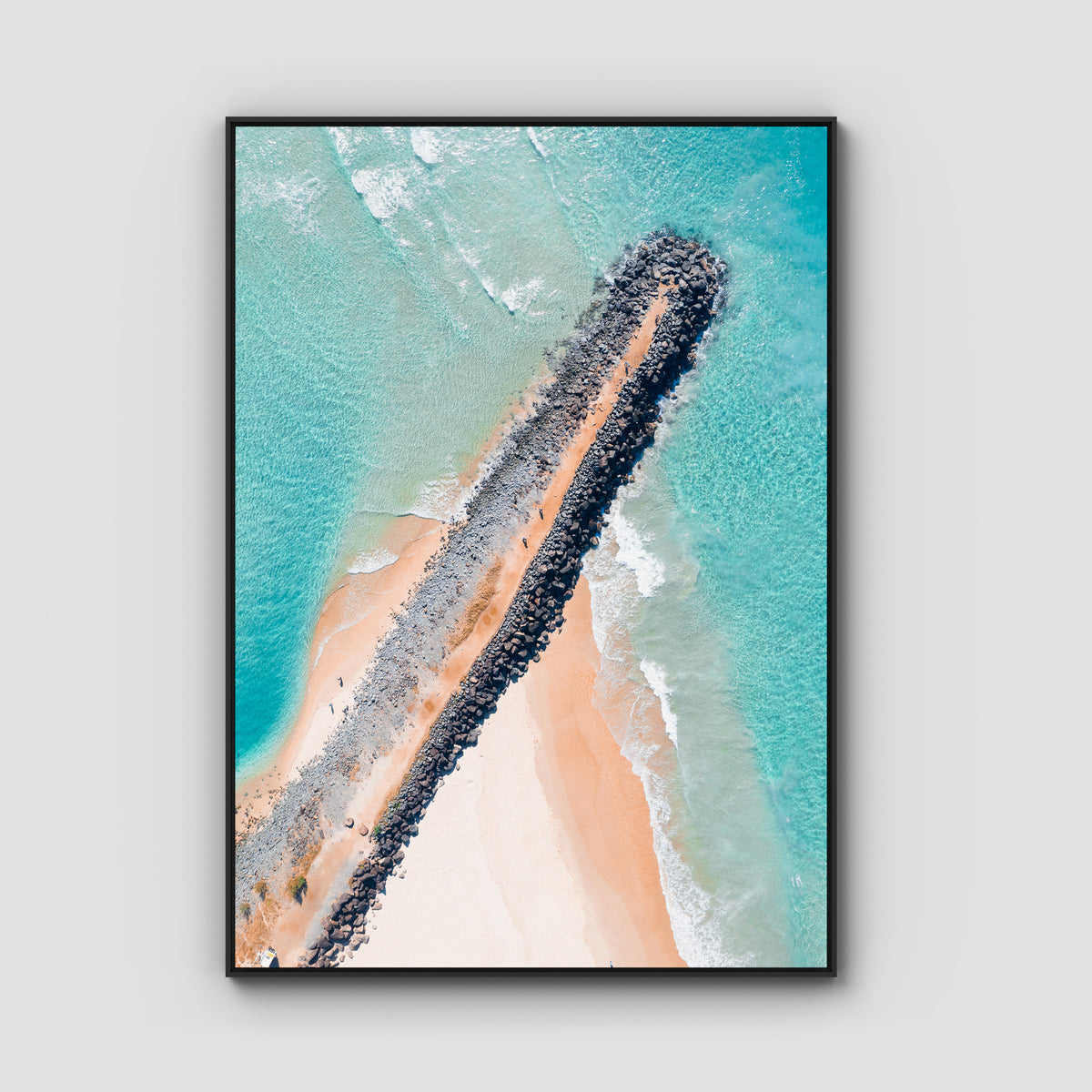 Tally Rock Wall - Gold Coast - Art Print - Float Frame Canvas - Black - Portrait