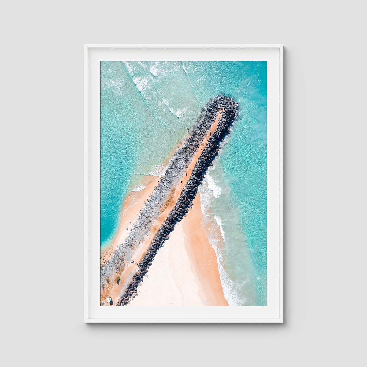Tally Rock Wall - Gold Coast - Art Print - Traditional Frame - White - Portrait