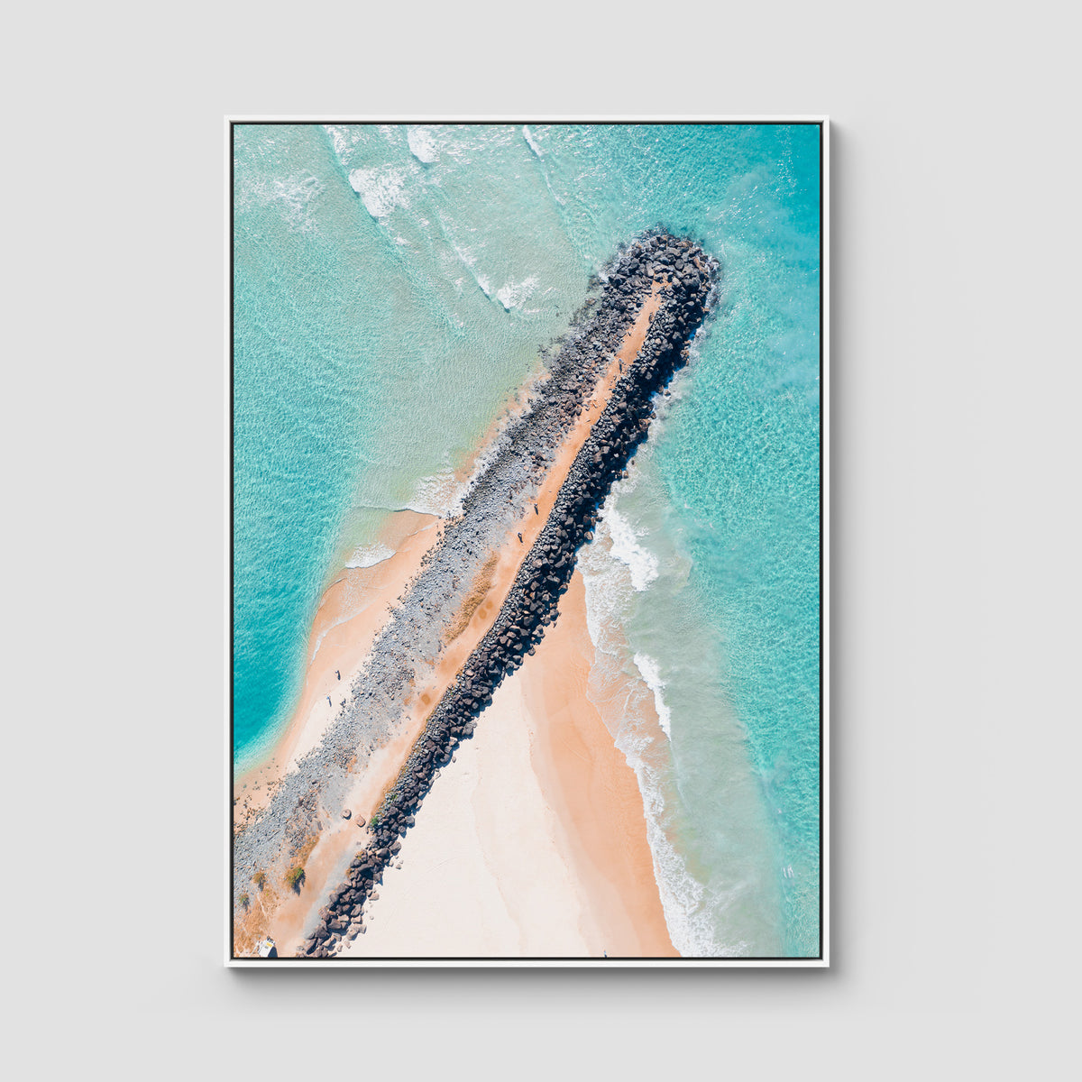 Tally Rock Wall - Gold Coast - Art Print - Float Frame Canvas - White - Portrait