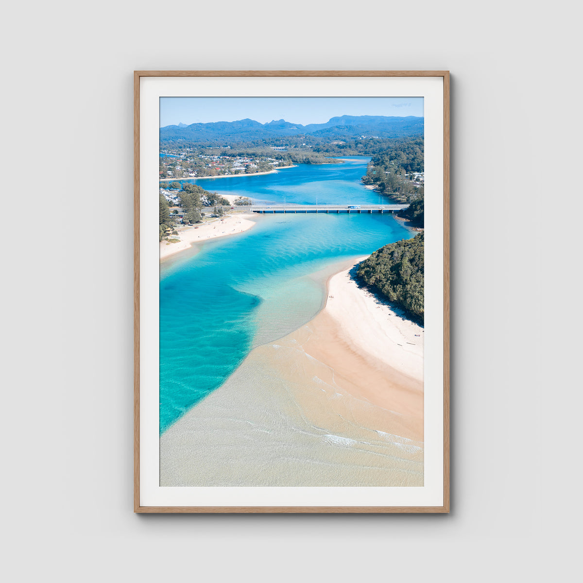 Tally Bridge - Gold Coast - Art Print - Traditional Frame - Raw Oak - Portrait