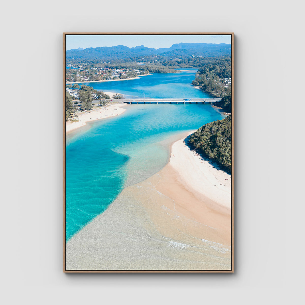 Tally Bridge - Gold Coast - Art Print - Float Frame Canvas - Raw Oak - Portrait