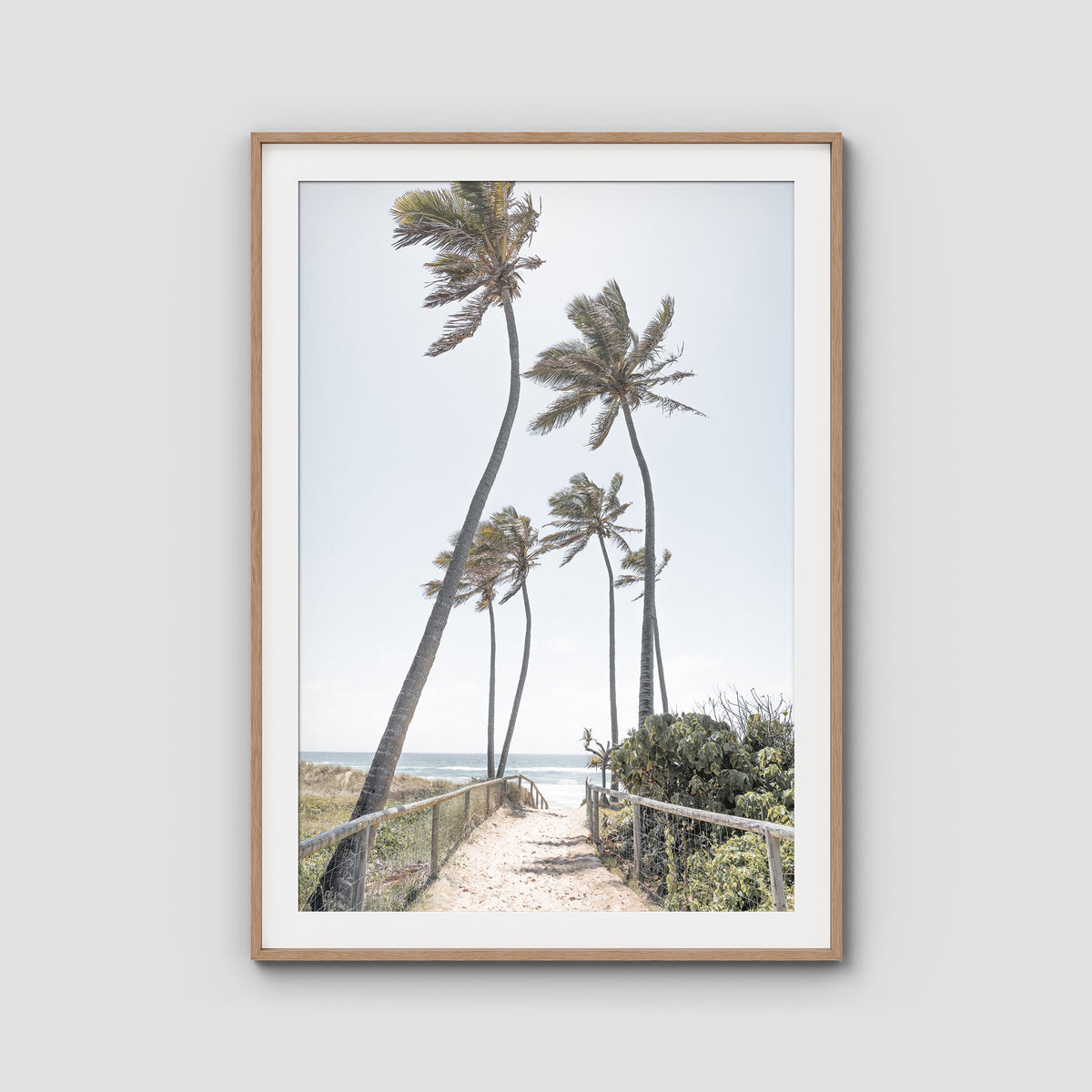 Gold Coast Palms - Gold Coast - Art Print - Traditional Frame - Raw Oak - Portrait