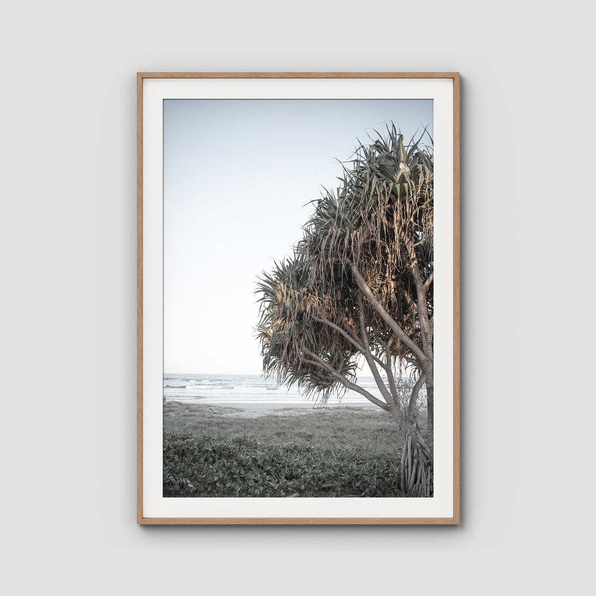 Pandanus By The Sea iii - Art Print - Traditional Frame - Raw Oak - Portrait