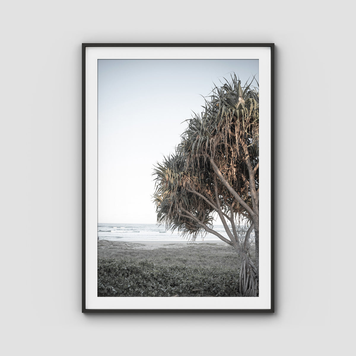 Pandanus By The Sea iii - Art Print - Traditional Frame - Black - Portrait