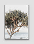 Pandanus By The Sea - Art Print - Float Frame Canvas - White - Portrait