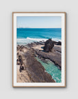 Currumbin Alley Rock Aerial - Gold Coast - Art Print - Traditional Frame - Raw Oak - Portrait