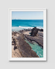 Currumbin Alley Rock Aerial - Gold Coast - Art Print - Traditional Frame - White - Portrait