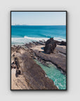 Currumbin Alley Rock Aerial - Gold Coast - Art Print - Float Frame Canvas - Black - Portrait