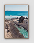 Currumbin Alley Rock Aerial - Gold Coast - Art Print - Float Frame Canvas - Raw Oak - Portrait
