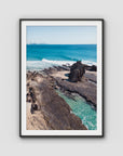 Currumbin Alley Rock Aerial - Gold Coast - Art Print - Traditional Frame - Black - Portrait