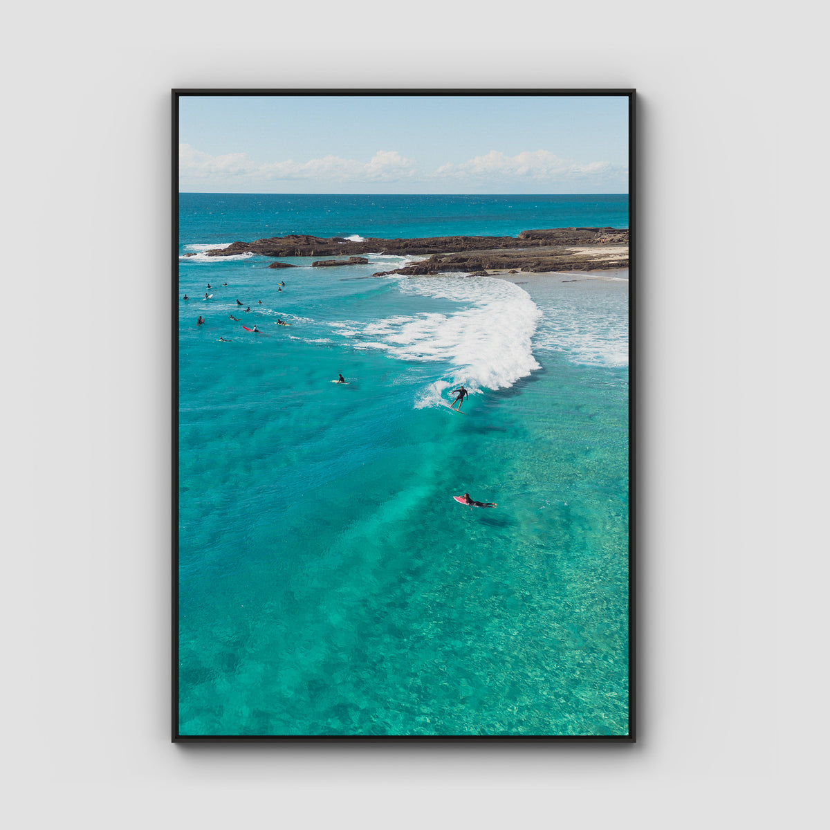 Snapper Fun Days - Gold Coast - Art Print - Float Frame Canvas - Black - Portrait