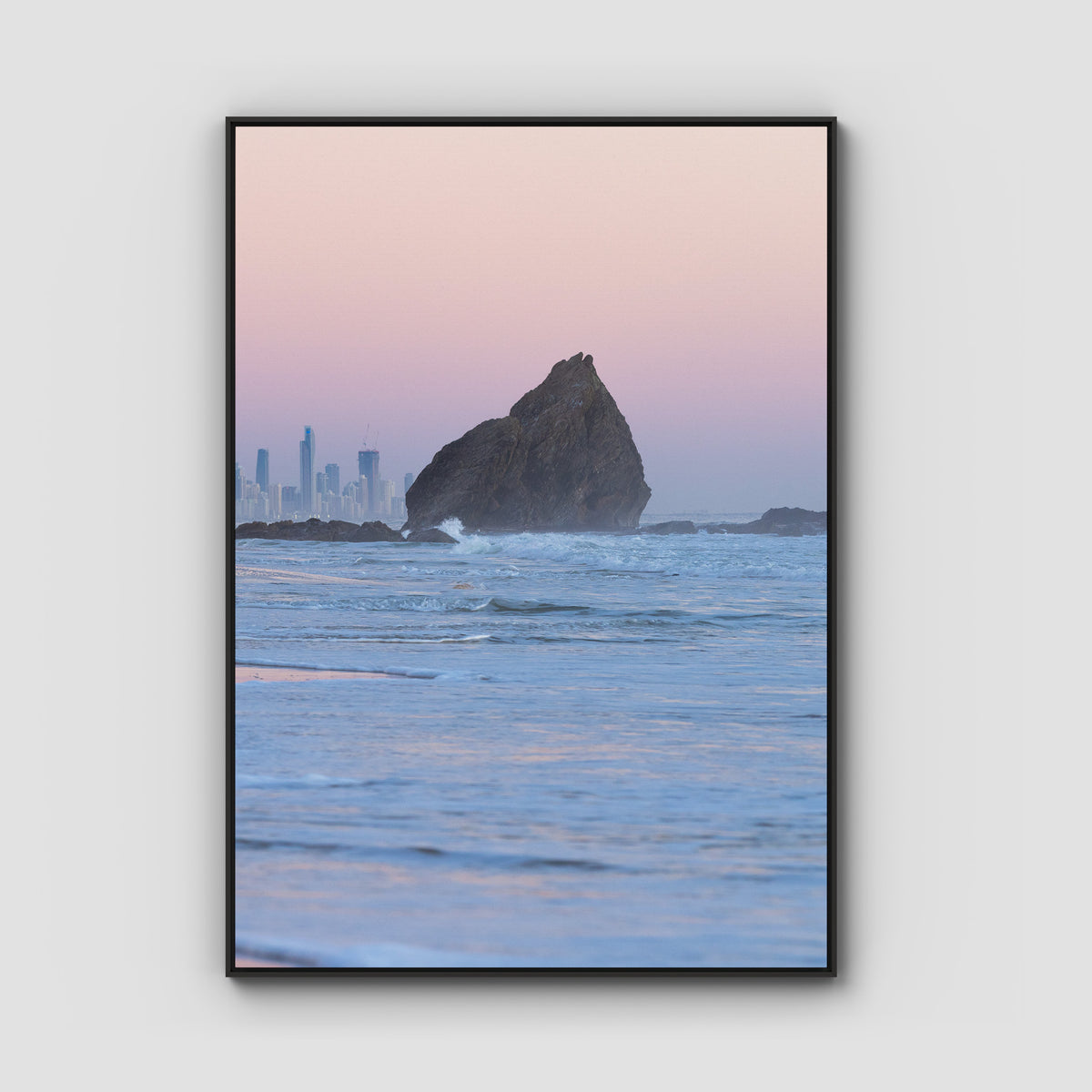 Currumbin Alley Sunset - Gold Coast - Art Print - Float Frame Canvas - Black - Portrait