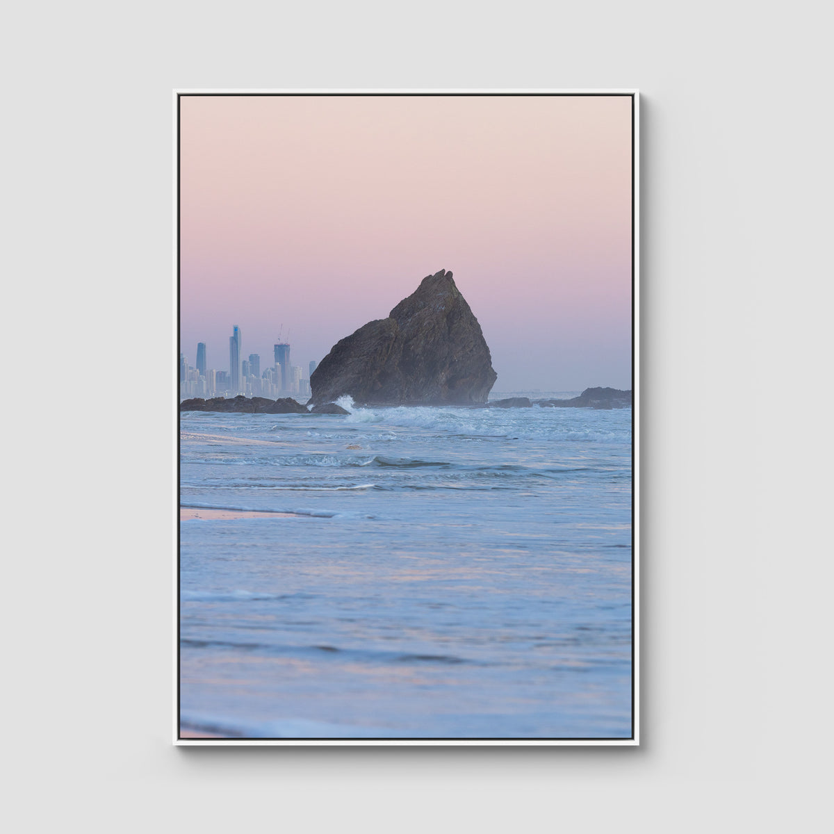Currumbin Alley Sunset - Gold Coast - Art Print - Float Frame Canvas - White - Portrait