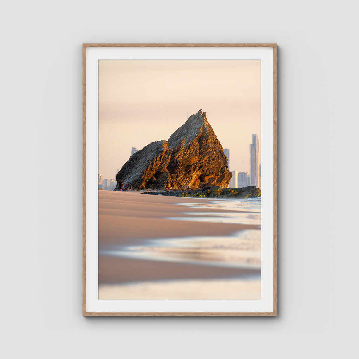 Currumbin Alley Sunrise - Gold Coast - Art Print - Traditional Frame - Raw Oak - Portrait