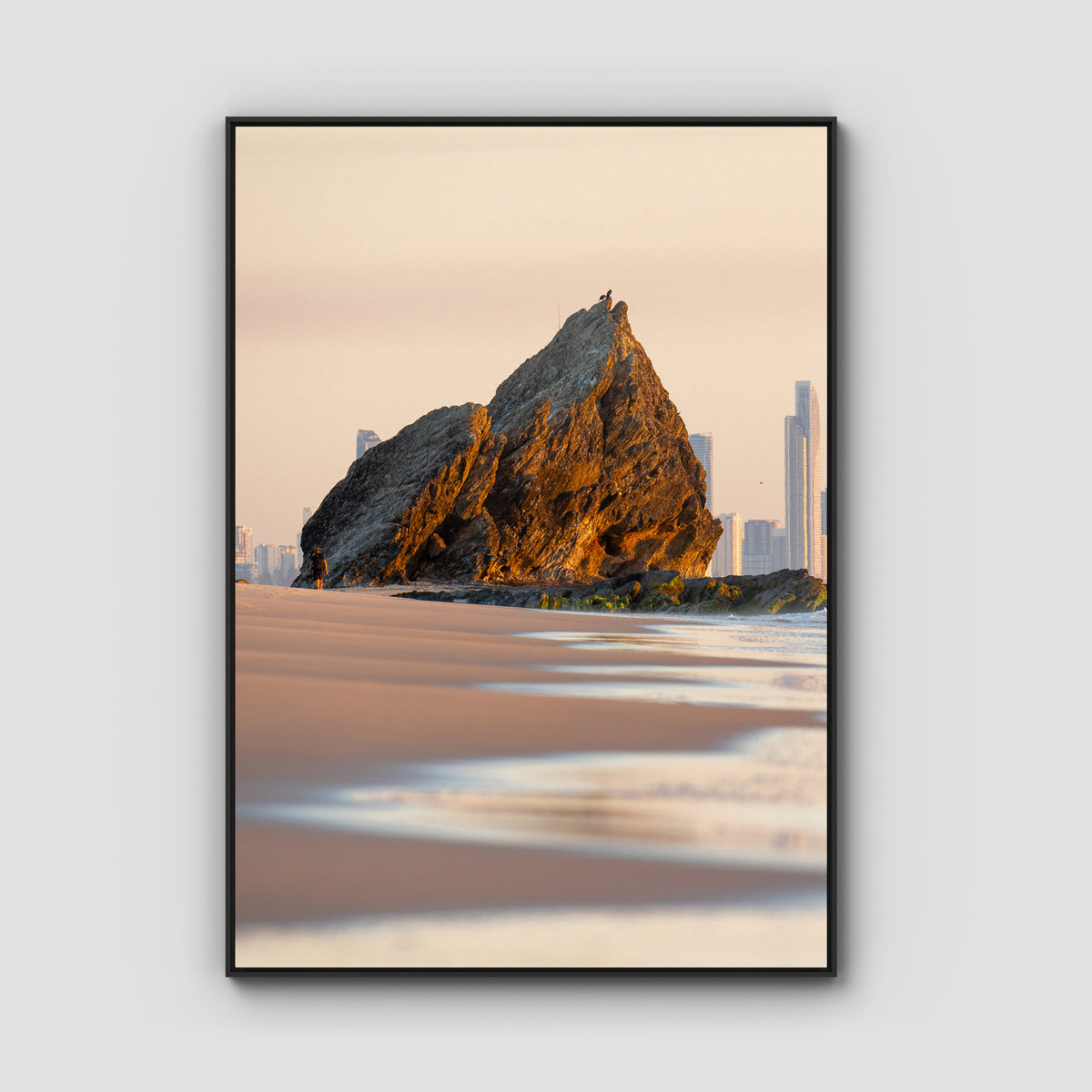 Currumbin Alley Sunrise - Gold Coast - Art Print - Float Frame Canvas - Black - Portrait
