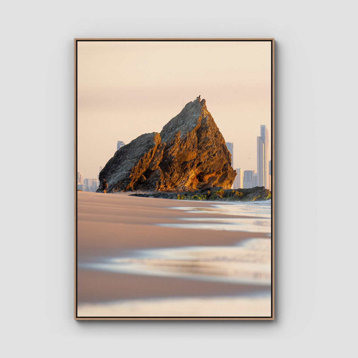 Currumbin Alley Sunrise - Gold Coast - Art Print - Float Frame Canvas - Raw Oak - Portrait