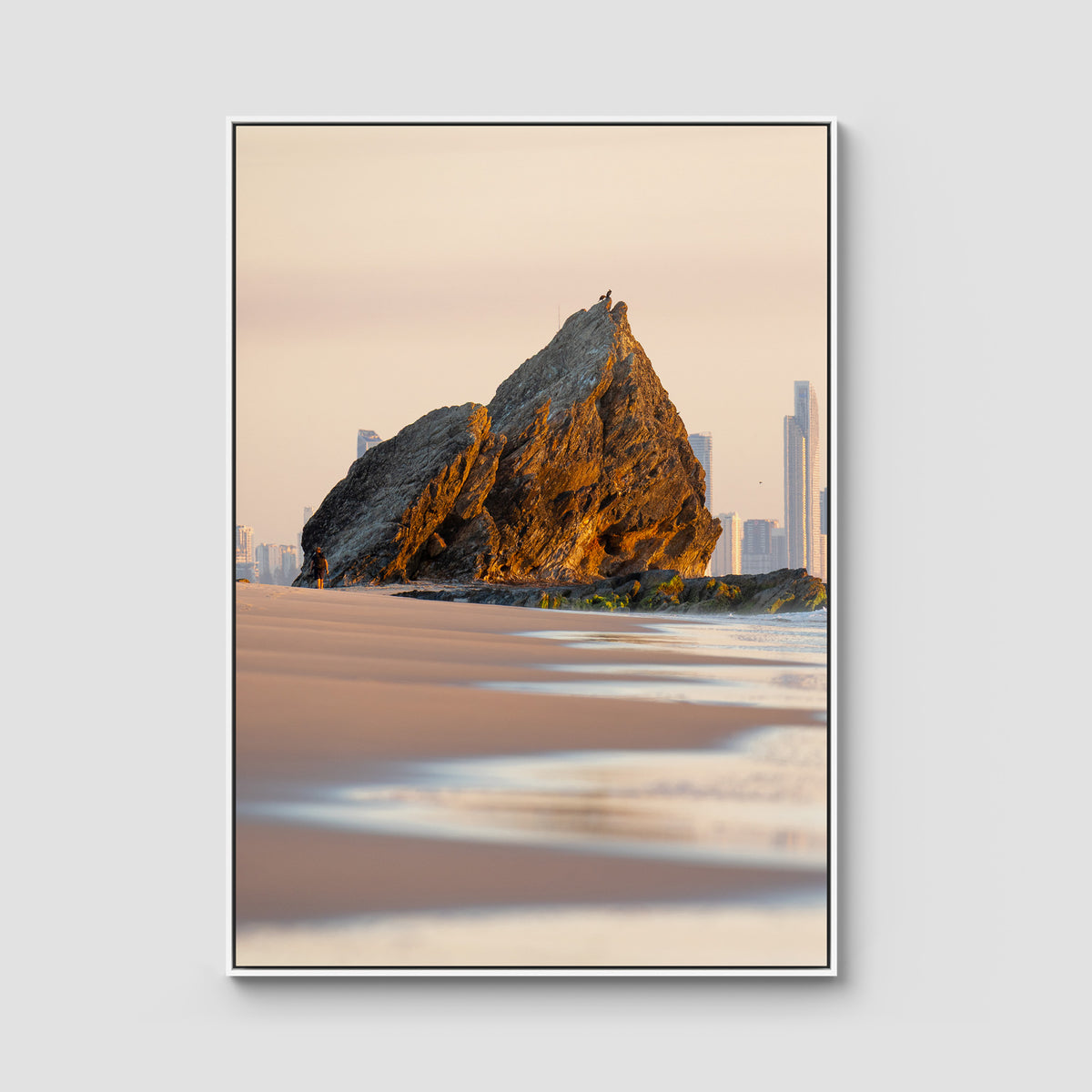 Currumbin Alley Sunrise - Gold Coast - Art Print - Float Frame Canvas - White - Portrait