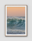 Wave Sunset Delight - Gold Coast - Art Print - Traditional Frame - Raw Oak - Portrait