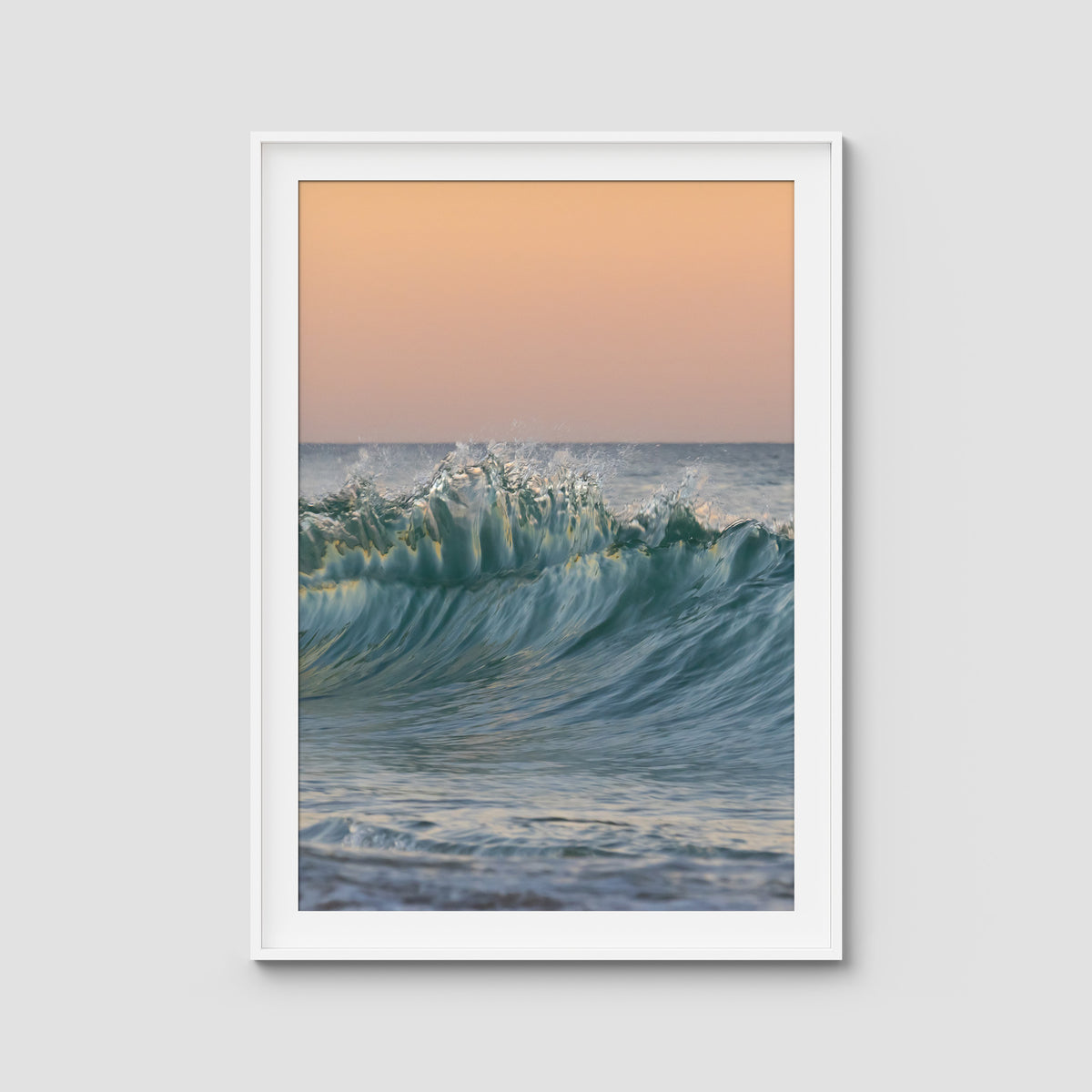 Wave Sunset Delight - Gold Coast - Art Print - Traditional Frame - White - Portrait