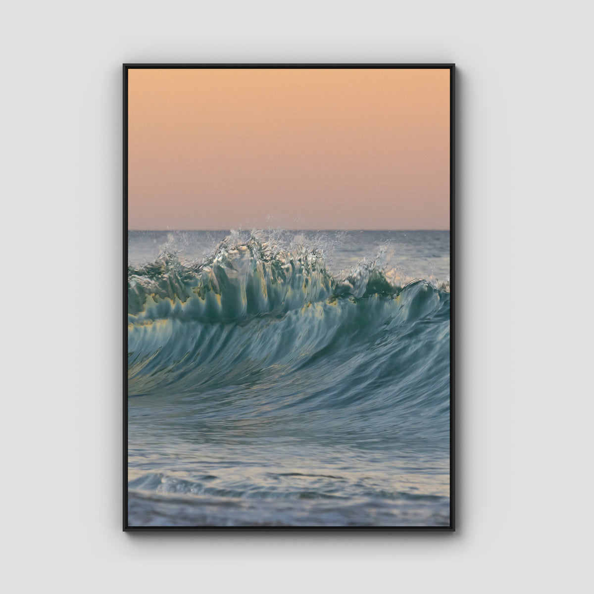 Wave Sunset Delight - Gold Coast - Art Print - Float Frame Canvas - Black - Portrait
