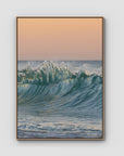 Wave Sunset Delight - Gold Coast - Art Print - Float Frame Canvas - Raw Oak - Portrait