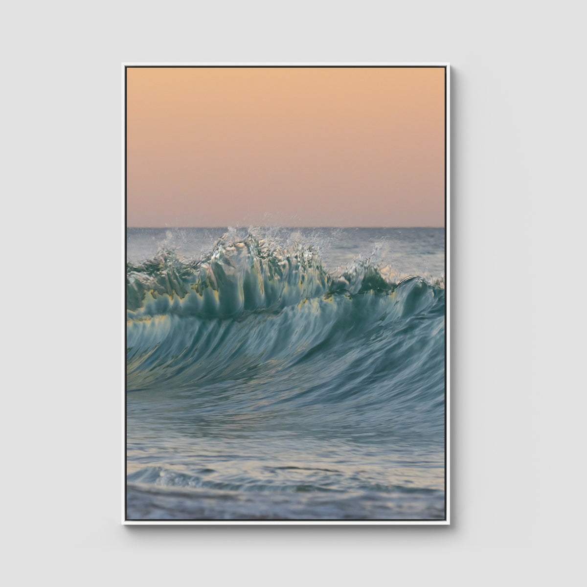 Wave Sunset Delight - Gold Coast - Art Print - Float Frame Canvas - White - Portrait