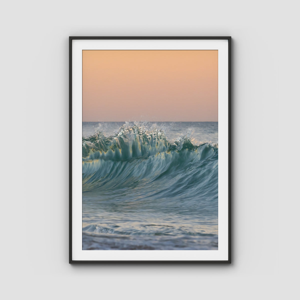 Wave Sunset Delight - Gold Coast - Art Print - Traditional Frame - Black - Portrait