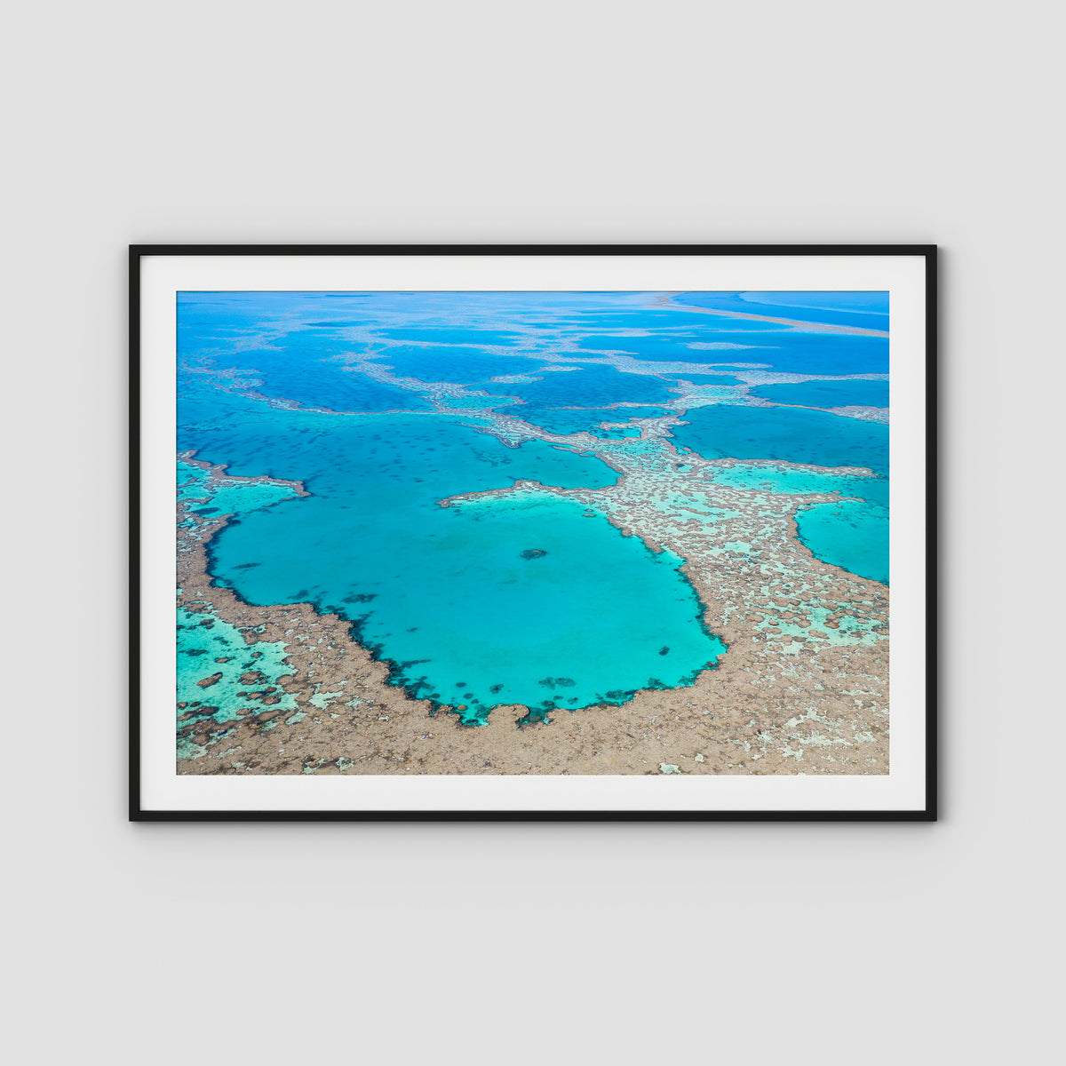 Great Barrier Reef Veins - Art Print - Traditional Frame - Black - Landscape