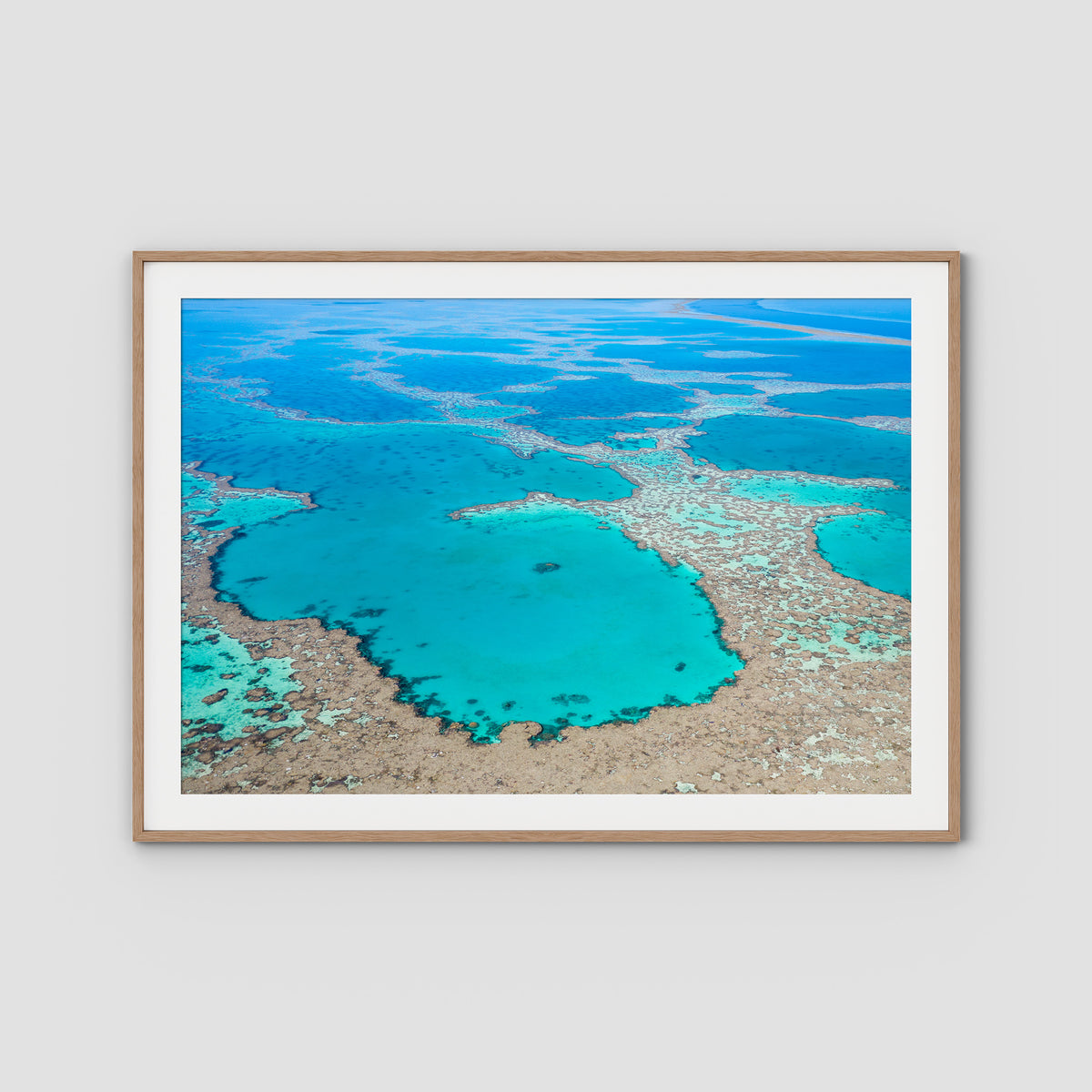 Great Barrier Reef Veins - Art Print - Traditional Frame - Raw Oak - Landscape